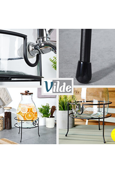 Vilde Suport pentru borcane cu robinet, metal negru, 23 cm