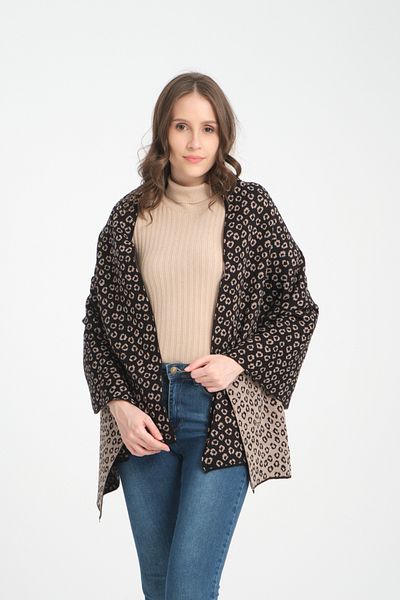 T Crazy T-Crazy Knitwear Leopard Print Winter Knitwear Shawl, Double Layer and Double Sided Knitwear Knitted Shoulder Shawl