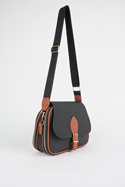 Vivaq Жіноча сумка Yonca Чорно-коричнева з 4 кишенями, кришкою на блискавці та застібкою-кнопкою, з ременем через плече