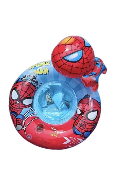 ANGMAD Round children's swimming float - Spiderman model, 3D inflatable, 65 cm, with handles