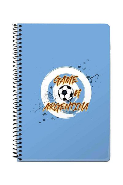 Stylizedd A5 Game On Argentina Printed Spiral Notebook Blue/White/Brown