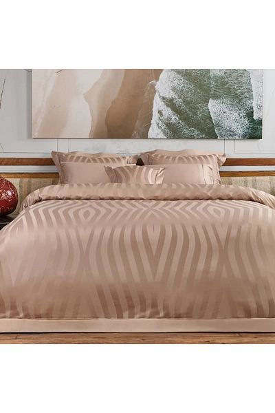 Valeron. Premium double bed linen set, Valeron, 7 pieces, Agata, 100% Egyptian cotton, beige
