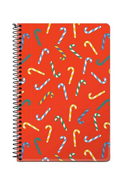 Stylizedd Candy Canes A5 Spiral Notebook Red/Blue/White