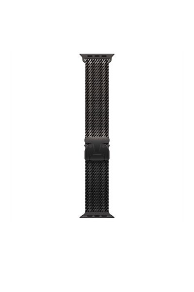 noktaks Apple Watch 44mm Compatible - Band Titanium Mesh - Krd-100 - Black-Titanium - T37472