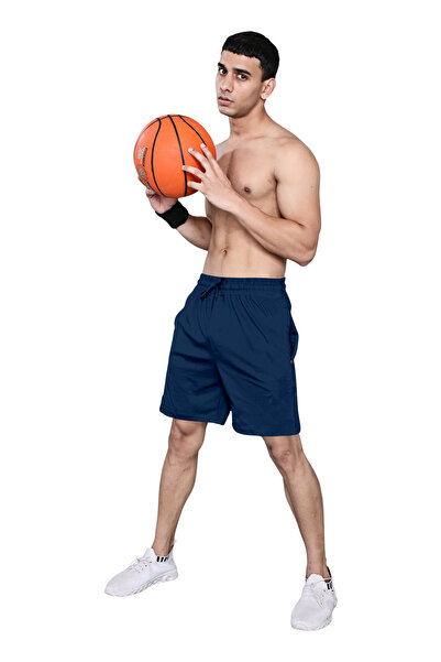 LAUREN SMITH Athletic Men’s Shorts 100%Cotton Comfortable Workout, Elastic Waist & Zipper Pockets-