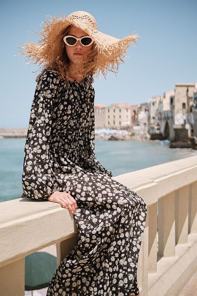 Manuka Patterned Cotton Tight Dress Daisy