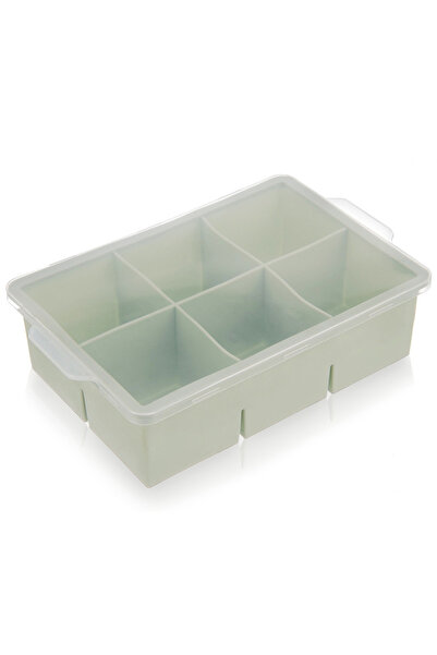 shumee Formă pentru cuburi de gheață cu capac, silicon, verde, XXL, 18,5 x 12...