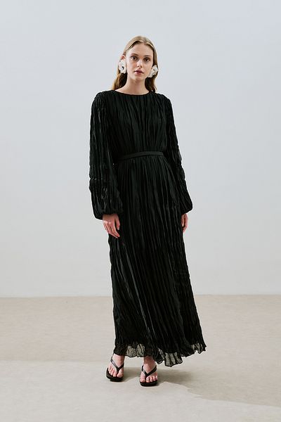 Manuka Pleated chiffon dress black