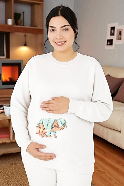 DM DOLCE MORE سويت شيرت مطبوع للحوامل