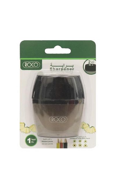 Roco Pocket Sharpener with 2 Holes – Transparent Black Compact Design