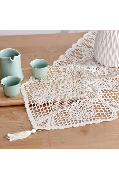 CHENGZI Lace Table Runner White, 33X114CM