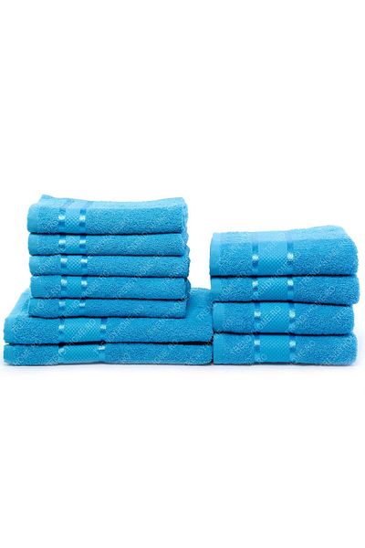 trendyhome Set of 11 Hand/Face/Body Towels, 100% Cotton, Blue, 400g/m², ST12204