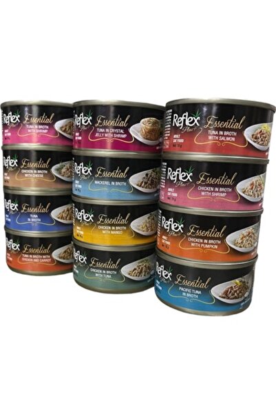 Reflex Plus Essential Yetişkin Kedi Konserve Mama Konserve Yaş Kedi Maması Karışık Paket 12X70GR