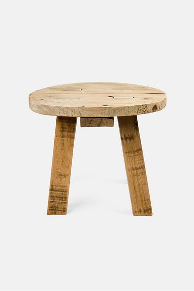 Muy Mucho Wooden Round Small Stool, Beige