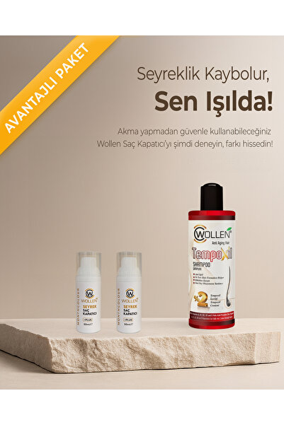 WOLLEN KOZMETİK Saç Kapatıcı Dolgunlaştırıcı Sıvı Krem 50 ml 2 Adet + Tempoxi...
