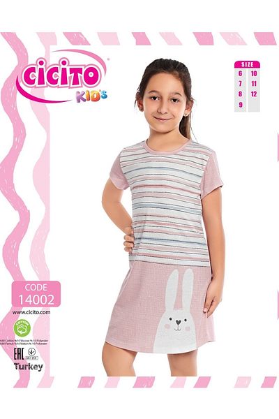 Cicito Girl's Cotton Viscose Fabric Nightgown 14002