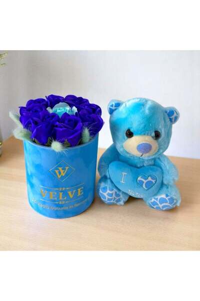 velve Pachet Drop of Love, ursulet plus 21cm si noua trandafiri sapun cu lagu...