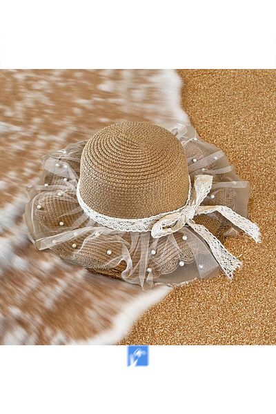 Kardelen Butik Denizli Plain Luxury Straw Girl's Hat (Age 3-7)