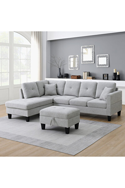 Home Box أريكة قماشية من موفو راسل، بأربعة مقاعد، قابلة للطي في الزاوية اليسر...