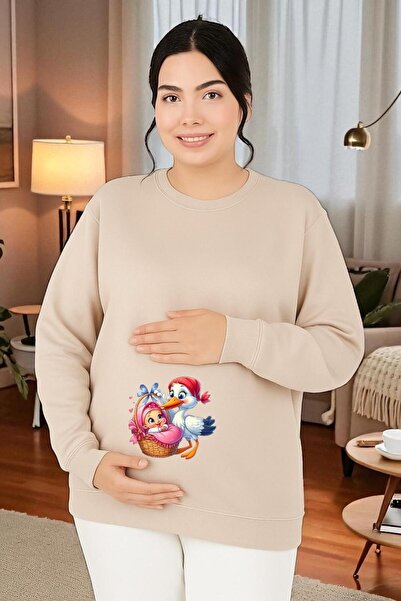 DM DOLCE MORE سويت شيرت مطبوع للحوامل