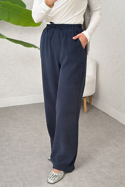 Salih Çelebi Casual Trousers with Elastic Waist 2382 - Dark Blue