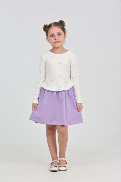 Toontoy Girl's Bow Printed Dress