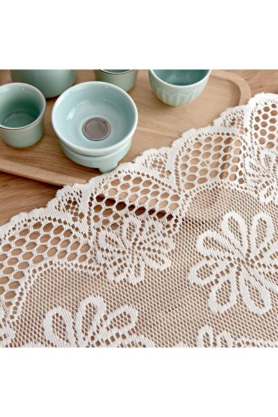 CHENGZI Lace Table Runner White, 33X114CM