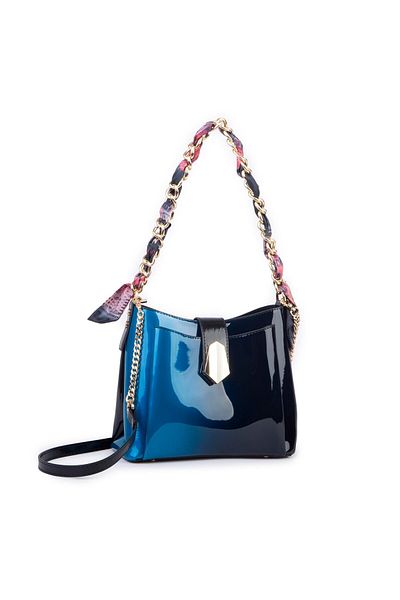Nas Bag Women's Chain Scarf Stylish Shoulder and Messenger Bag Navy Blue Smoky