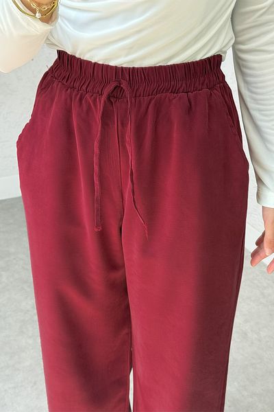 Salih Çelebi Elastic Waist Casual Trousers 2382 - Claret Red