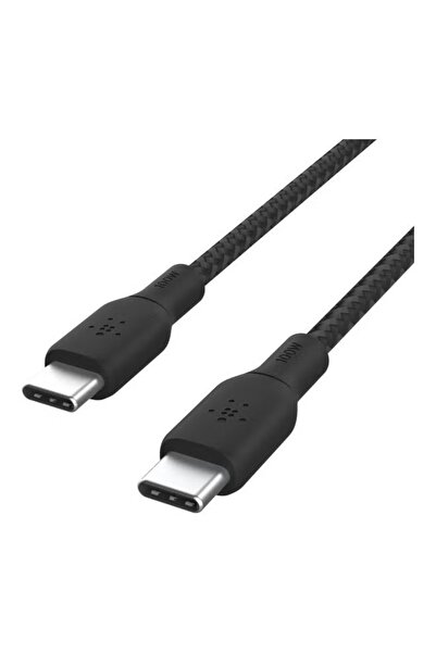 Belkin كابل شحن USB-C 2.0 مضفر بقوة 100 وات - تصميم متين أسود بطول 2 متر