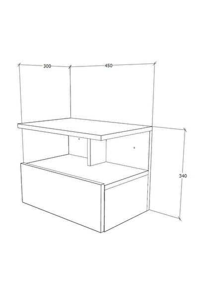 haaus Kabi hanging bedside table, 1 door, white, 45 x 30 x 34 cm