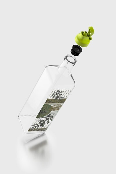 Renga Oslo Patterned 750 ml Green Lid Glass Oil Bottle 152012