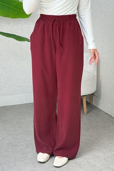 Salih Çelebi Elastic Waist Casual Trousers 2382 - Claret Red