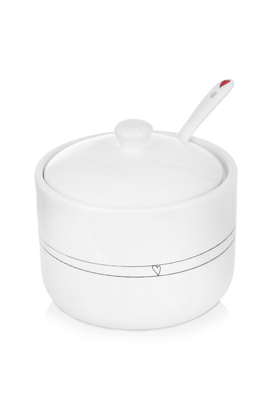 shumee White ceramic sugar bowl with spoon HEART 300 ml