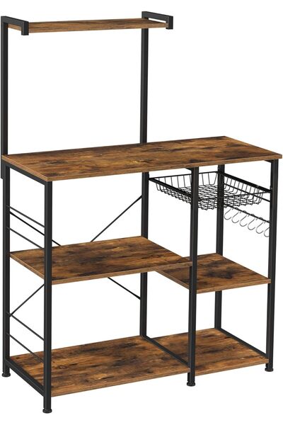 Hype Store Fırıncı Raflı Raf, Tel Sepetli Mikrodalga Standı, 6 S-Kanca, Mutfa...