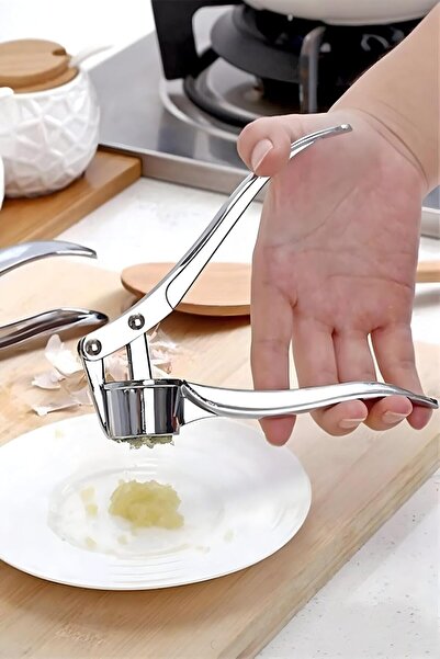 Delixa Paslanmaz Çelik Sarımsak Presi, Manuel Mutfak Aleti, Gümüş Renk