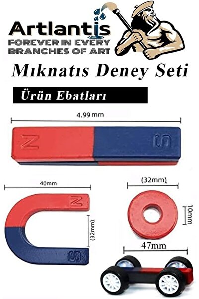 Hepta Collection Artlantis Mıknatıs Seti 10 Parça 1 Paket Deney Malzemesi Okul Projeleri İçin Manyetik U I Araba H...