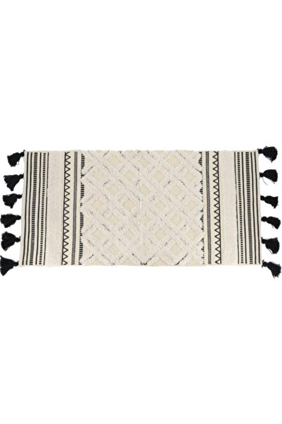 Tendance سجادة قطنية مستطيلة الشكل بتفاصيل هامشية، مقاس 45 × 90 سم