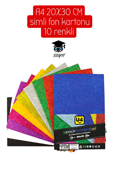 SEYFİKİRTASİYE A4 20X30 CM Simli fon kartonu 10 renk