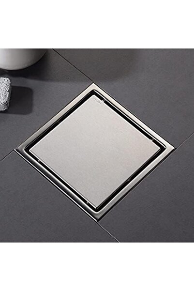 Almiftah Diocars Square Shower Floor Drain in Brushed Nickel, 6-inch, Hidden Design Stainless Steel SUS304