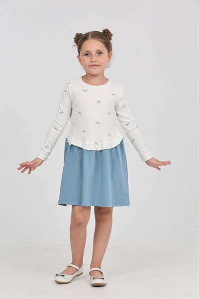Toontoy Girl's Bow Printed Dress