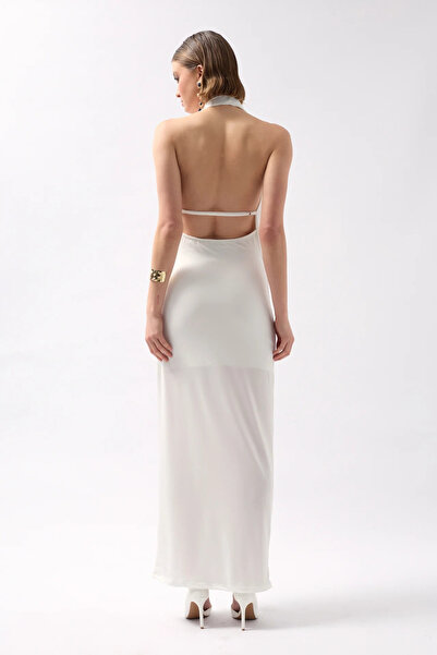 vuvutasarım Νέα σεζόν Σάλι γιακά Λύκρα Ευέλικτο Ύφασμα Χαμηλό Λεπτομερές Γυναικείο Μάξι Φόρεμα 52225052