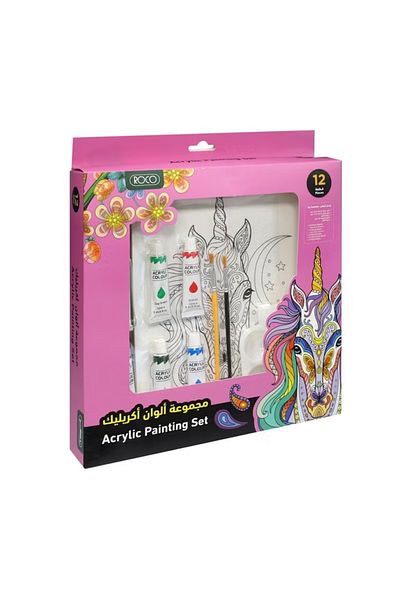 Roco 15-Piece Painting Set – Pink Art Kit with Canvas Board & Accessories