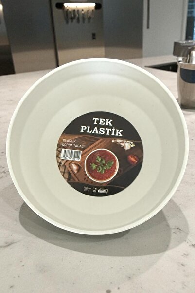 TEK 12'li Sert Plastik Çorba Kasesi Kırılmaz Yıkanabilir