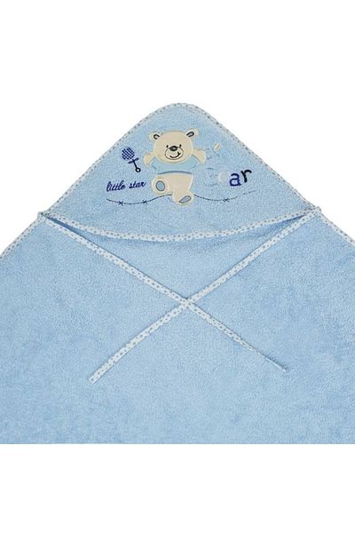 divendi-ro Baby towel, baby, cotton, teddy bear with hood, size 1x1m, blue
