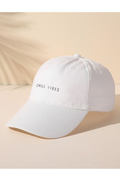 caxis Chill Vıbes Printed White Unisex Classic Model Adjustable Velcro Hat