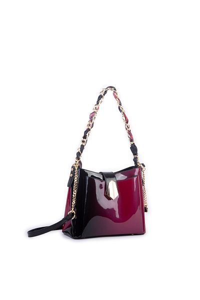 Nas Bag Women's Chain Scarf Stylish Shoulder and Messenger Bag Burgundy Smoky