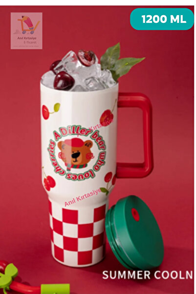 Vagonlife Insulated Coffee Cup with Straw 1200ml up to 12 Hours Hot/Cold Thermos with Body