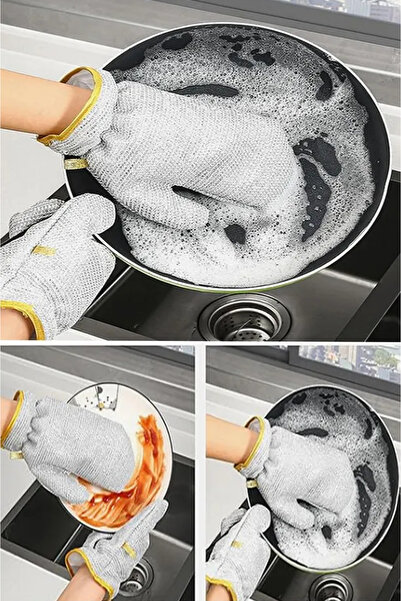 TUMU LIFE Su Geçirmez Paslanmaz Telli Bulaşık Eldiveni Kir Pas Sökücü Sihirli...