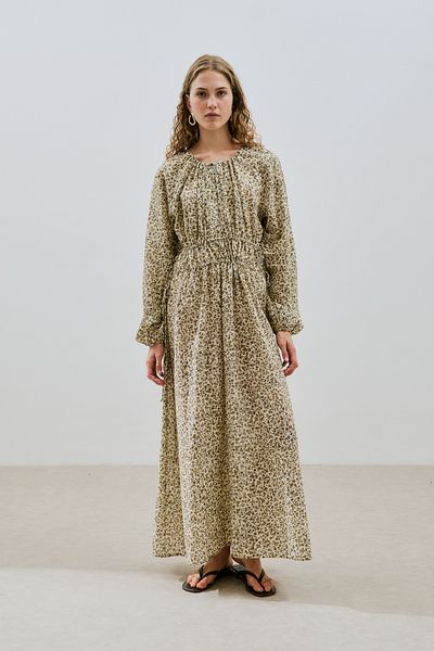Manuka Patterned Cotton Tight Dress Tiny Flower